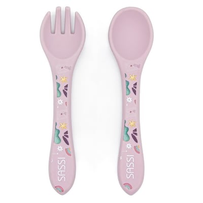 Set fourchette et cuillère en silicone ANIMAUX SASSI