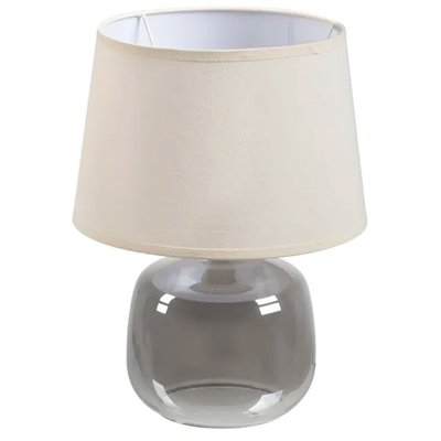 Lampe à poser pied en verre gris et abat jour beige 27x27x37cm WADIGA