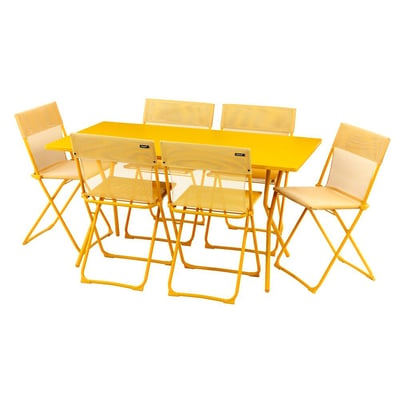 Ensemble 1 table rectangle, 6 chaises pliantes ultra-compactes - BALCONY LAFUMA MOBILIER