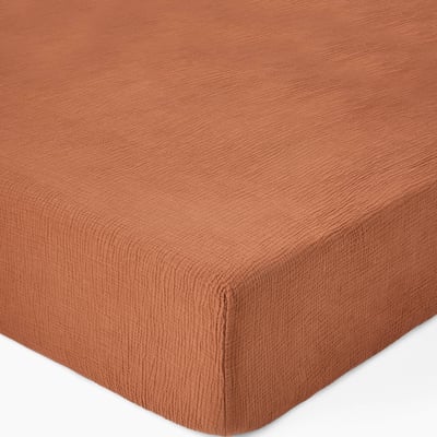 Drap housse uni, gaze de coton, 100% coton bio GOTS MONOPRIX