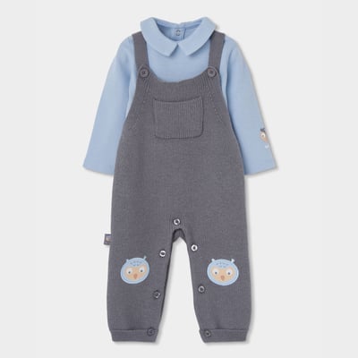 Ensemble maille bébé garçon avec hiboux BOBOLI