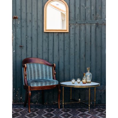 Fauteuil en velours bleu Jakob N°265 - Bon état DEBONGOUT
