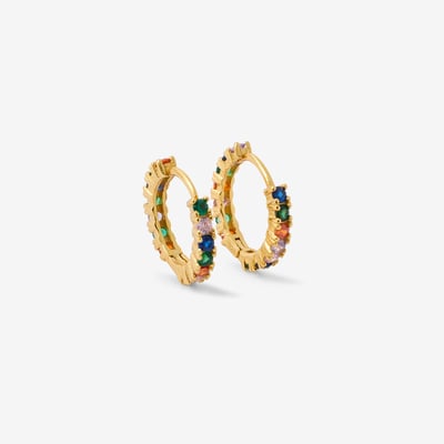 Créoles zircon multicolore - argent 925 doré BALABOOSTE