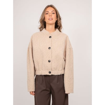 Blouson Court En Maille Poil Long Boutonné Uvina DONA LISA