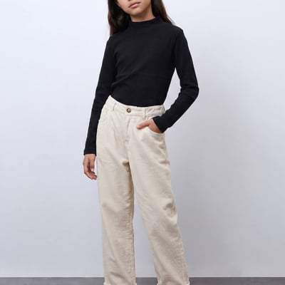 Pantalon uni en velours côtelé MONOPRIX
