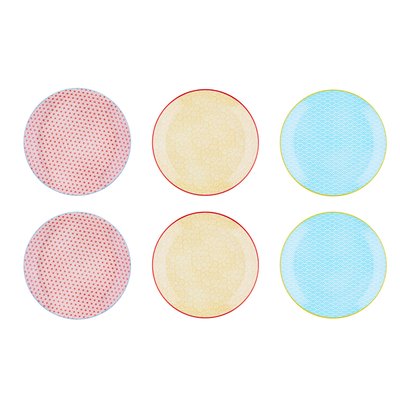 Lot de 6 assiettes plates en porcelaine, PATTERN BJORN
