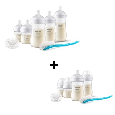 Coffret de 9 biberons Natural response, 2 sucettes ultra-douce 0-6 mois et 2 goupillons (4 biberons 125 ml+ 4 biberons 260 ml +1 biberon 330 ml) PHILIPS AVENT