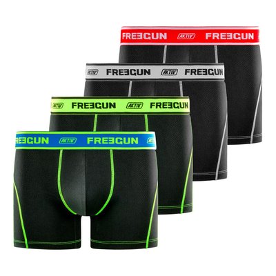 Lot De 4 Boxers Microfibre Aktiv Sport Fluo FREEGUN