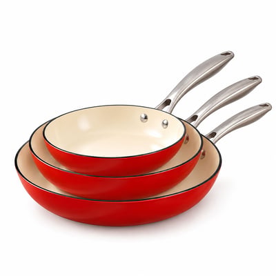 Lot de 3 poêles 20/24/28cm en fonte, MONTAGNE MENASTYL