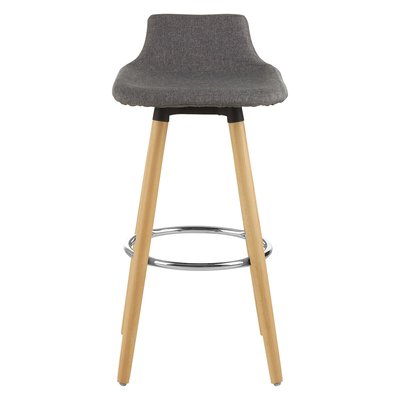 Bar Stool in Grey Fabric with Beech Wood Legs SO'HOME