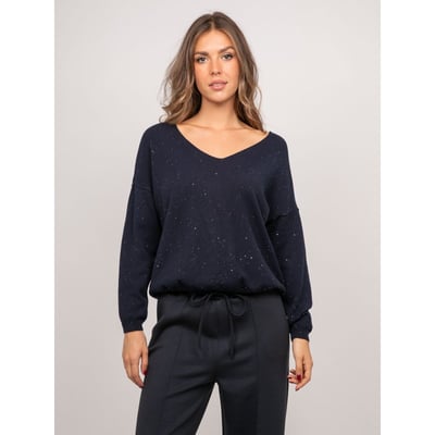 Pull Maille Fine Col V Paillettes Koraka DONA LISA