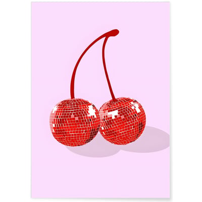 Affiche Cerises Boules Disco L'AFFICHERIE