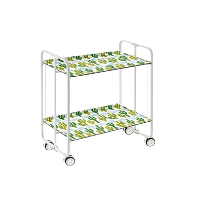 Desserte pliante BAUHAUS avec roulettes, Structure blanche, 2 niveaux, 4 positions DON HIERRO