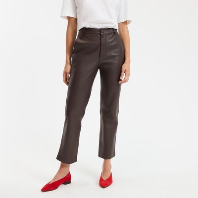 Pantalon droit en cuir de mouton, longueur 7/8ème LA REDOUTE COLLECTIONS