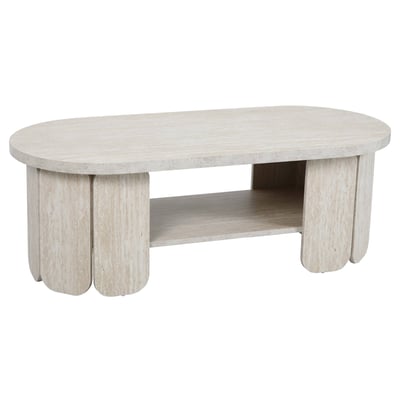 Table basse effet travertin ovale 110x50 cm, MOLLY OVIALA