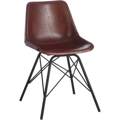 Chaise cuir et acier, style vintage JOLIPA