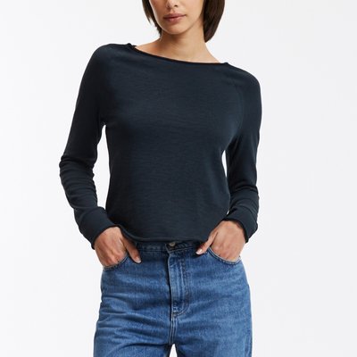 Cotton French Terry T-Shirt with Long Sleeves SUPERDRY