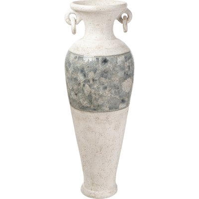 Vase terracotta avec anses et mosaïque déco off white RECOLLECTION