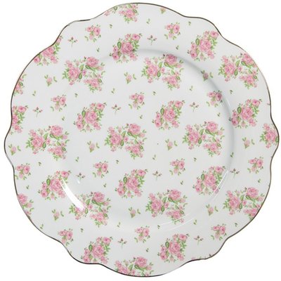 Assiette en porcelaine blanche motif fleuri roses 27x27x2cm WADIGA