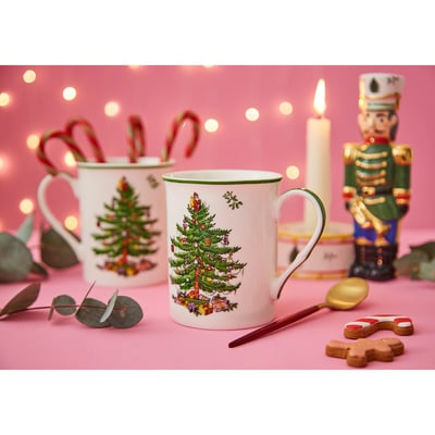 Set of 4 Christmas Tree Mugs SPODE