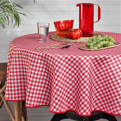 Nappe ronde vichy rouge et blanc HOME MAISON