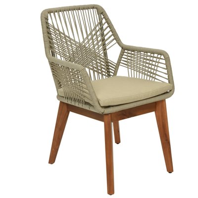 Chaise de jardin beige en corde tressée et pieds bois FSC® (lot de 2) GRENADE PIER IMPORT