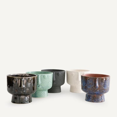 Lesego 15cm High Enamelled Ceramic Face Flower Pot AM.PM
