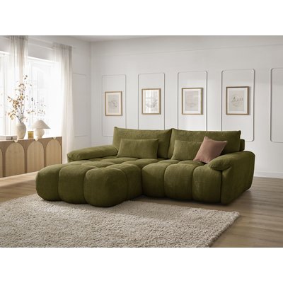 Canapé d'angle fixe 3 places en tissu texturé, IVANE BOBOCHIC