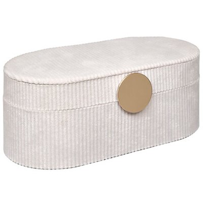Boîte à bijoux de voyage velours côtelé blanc 13x10x25.5cm ATMOSPHERA