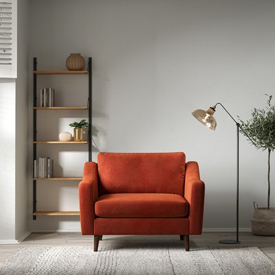 Rosa Curve Velvet Snuggle Chair with Dark Wood Legs SO'HOME