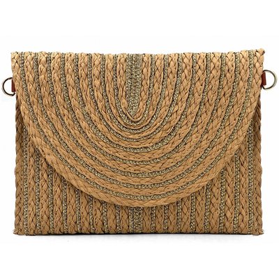 Sac à main pochette en paille à rabat LES SACS DE K'RLOT