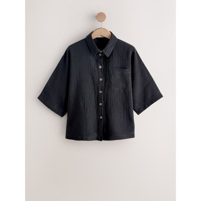 Chemise texturée à manches courtes avec lin NEXT
