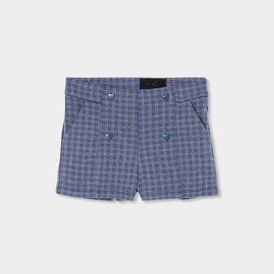 Shorts fillle en maille à carreaux avec coeurs BOBOLI