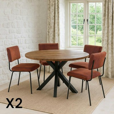 Chaise velours grosses côtes terracotta (lot de 2) IENA PIER IMPORT
