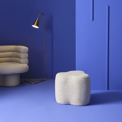 Pouf en tissu écru L53 cm - TREFLE SIGNATURE