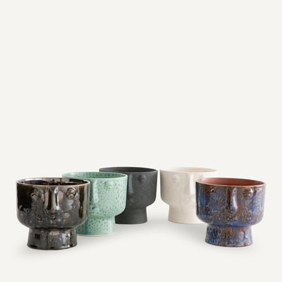 Lesego 15cm High Enamelled Ceramic Face Flower Pot AM.PM
