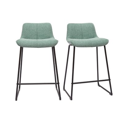 Tabourets de bar en tissu effet velours texturé pieds métal H65 cm (lot de 2) BOOST MILIBOO