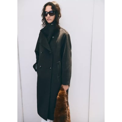 Manteau en laine à col cheminée MANGO