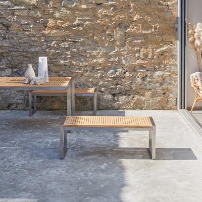 Banc de jardin en teck massif et inox ARNO TIKAMOON