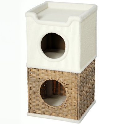 Tour à griffer pour chat 3 niveaux 2 niches panier observation PAWHUT
