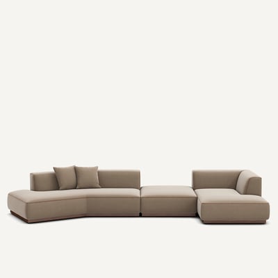Canapé d'angle droit ouvert avec repose-pieds en velours, JACOPO AM.PM