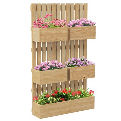 Jardinière murale potager avec 5 bacs amovibles bois sapin verni OUTSUNNY