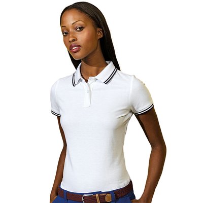 Polo manches courtes motif/style col et ourlets bras rayés ASQUITH & FOX