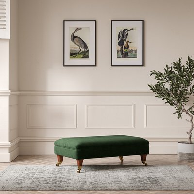 Emeline Velvet Footstool with Antique Castor Legs SO'HOME