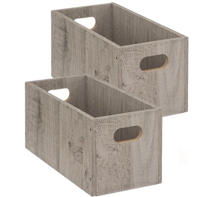 Lot de 2 Boîtes de rangement rectangulaire en MDF TOILINUX
