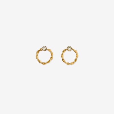 Boucles d'oreilles anneaux twistées avec strass en acier inoxydable BALABOOSTE