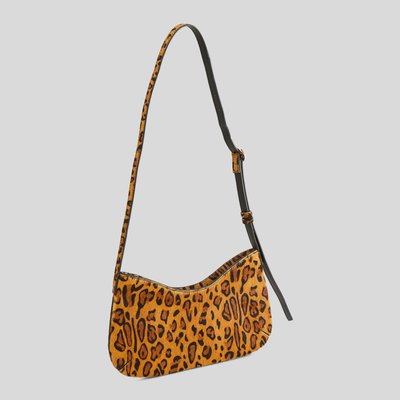 Sac porté épaule motif en cuir poils léopard MONOPRIX