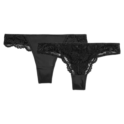 Lot de 2 tangas en dentelle et microfibre Anthea ANNE WEYBURN