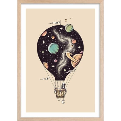 Affiche enfant montgolfiere en cosmos HEXOA