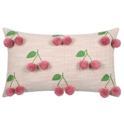 Coussin avec cerises en relief pompons LOVELY CASA